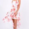 Clothing Rebellious Fashion | White Floral Dip Hem Maxi Dress - Raina