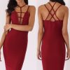 Clothing Rebellious Fashion | Wine Front Harness Bodycon Dress - Nella