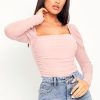 Clothing Rebellious Fashion | Pink Ruched Body Mesh Sleeve Bodysuit - Raeya