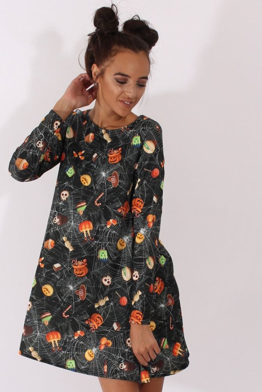 Clothing Rebellious Fashion | Black Halloween Trick Or Treat Swing Dress - Sugar