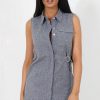 Clothing Rebellious Fashion | Grey Button Up Shirt Dress-Shana