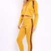 Clothing Rebellious Fashion | Mustard Tracksuit With Khaki And Red Side Stripe - Beatrix