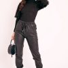 Clothing Rebellious Fashion | Black Roll Neck Fluffy Sleeve Ribbed Top - Kacey