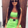 Clothing Rebellious Fashion | Neon Green Buckle Cargo Skirt And Crop Top Co-Ord - Naliyah