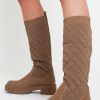 Shoes Rebellious Fashion | Brown Quilted Detail Knee High Boots - Bethsy