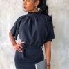 Clothing Rebellious Fashion | Black Glitter Batwing Sleeve Belted Dress - Florene