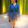 Clothing Rebellious Fashion | Blue Denim Oversized Shirt Dress - Stormi