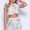 Clothing Rebellious Fashion | White Embroidered Floral Co-Ord - Roxy