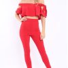 Clothing Rebellious Fashion | Red Trousers And Crop Top Co-Ord - Daizy