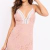 Clothing Rebellious Fashion | Rose Plunge Floral Lace Bodycon Mini Dress - Yaz