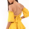 Clothing Rebellious Fashion | Mustard Frill Tie Back Bardot Crop Top And Mini Skirt - Sarabella