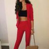 Clothing Rebellious Fashion | Red Blazer And Trousers Co-Ord - Rossie