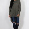 Clothing Rebellious Fashion | Johanna Khaki Drooped Back Jumper