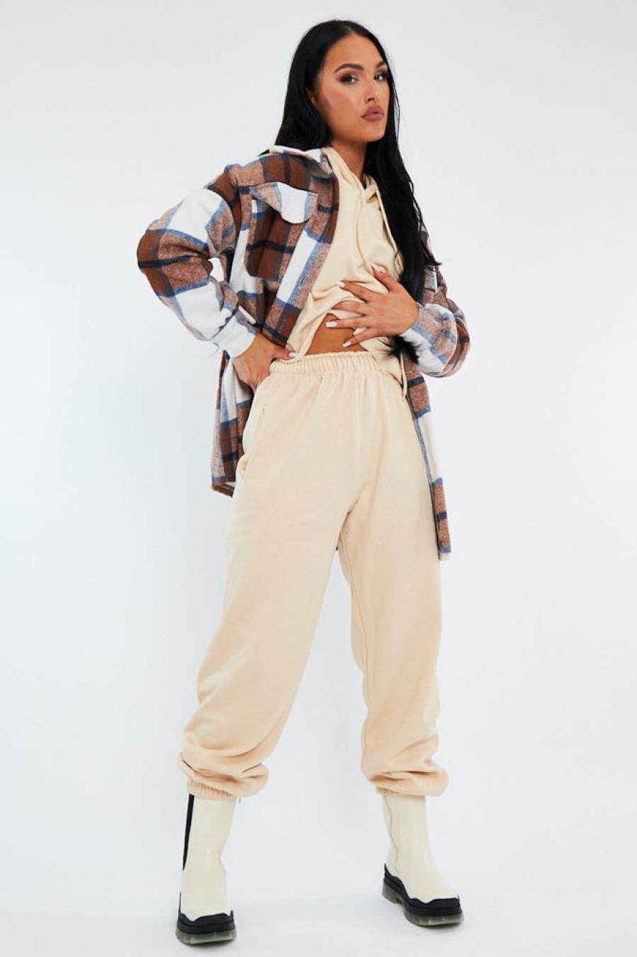 Clothing Rebellious Fashion | Brown Check Pocket Front Shacket - Nura