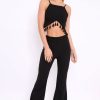 Clothing Rebellious Fashion | Black Tassel Hem Co-Ord Set - Kaylyn