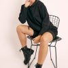 Clothing Rebellious Fashion | Black Oversized Hoodie Jumper Dress - Mariah