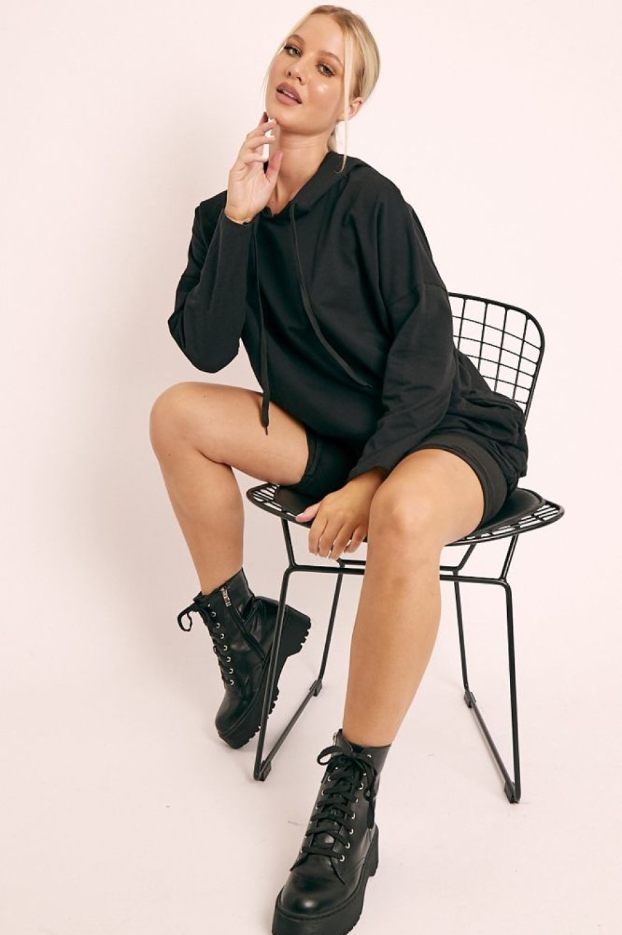 Clothing Rebellious Fashion | Black Oversized Hoodie Jumper Dress - Mariah