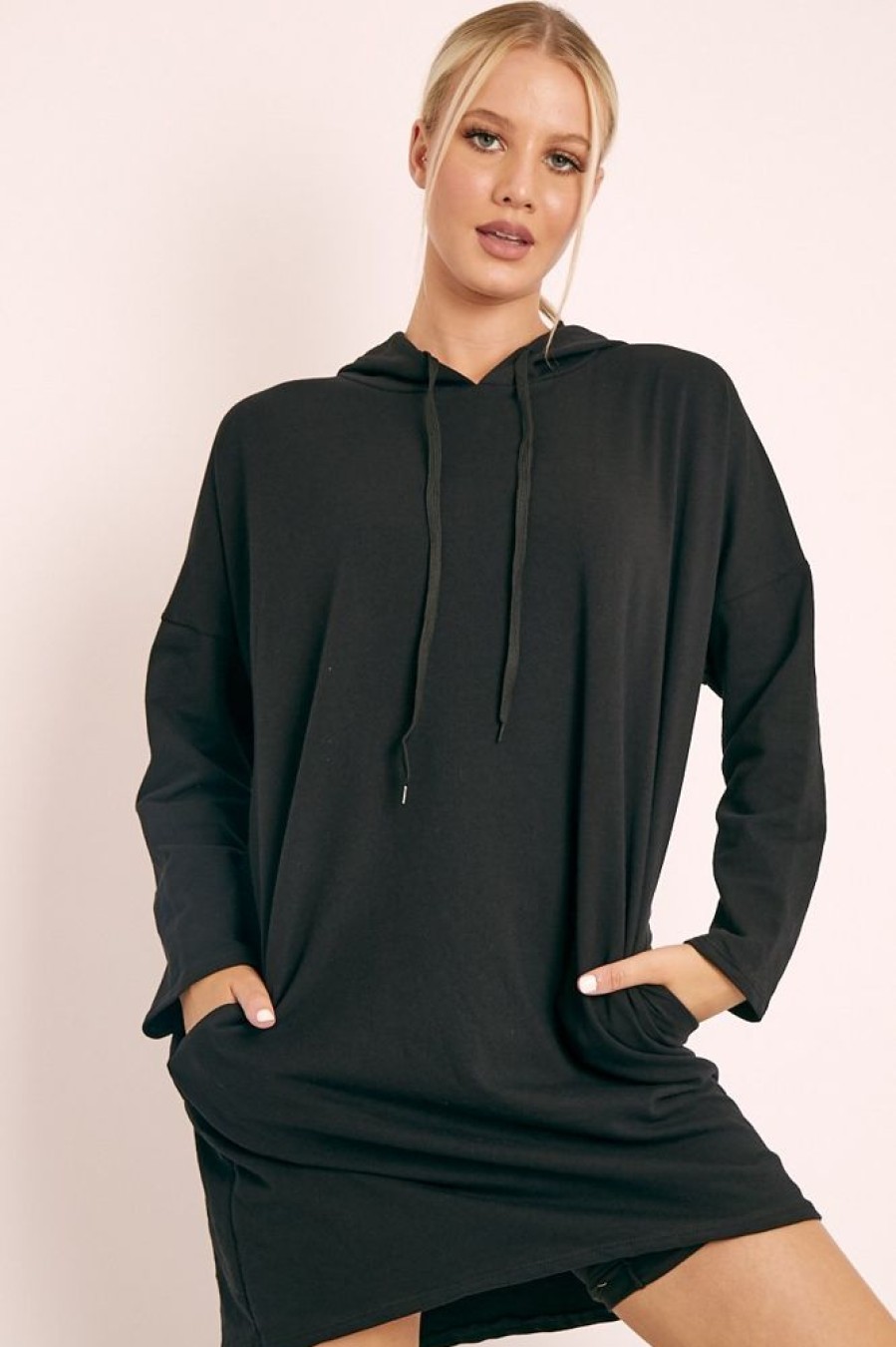 Clothing Rebellious Fashion | Black Oversized Hoodie Jumper Dress - Mariah