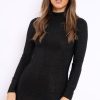 Clothing Rebellious Fashion | Black With Black Glitter High Neck Bodycon Dress - Azari