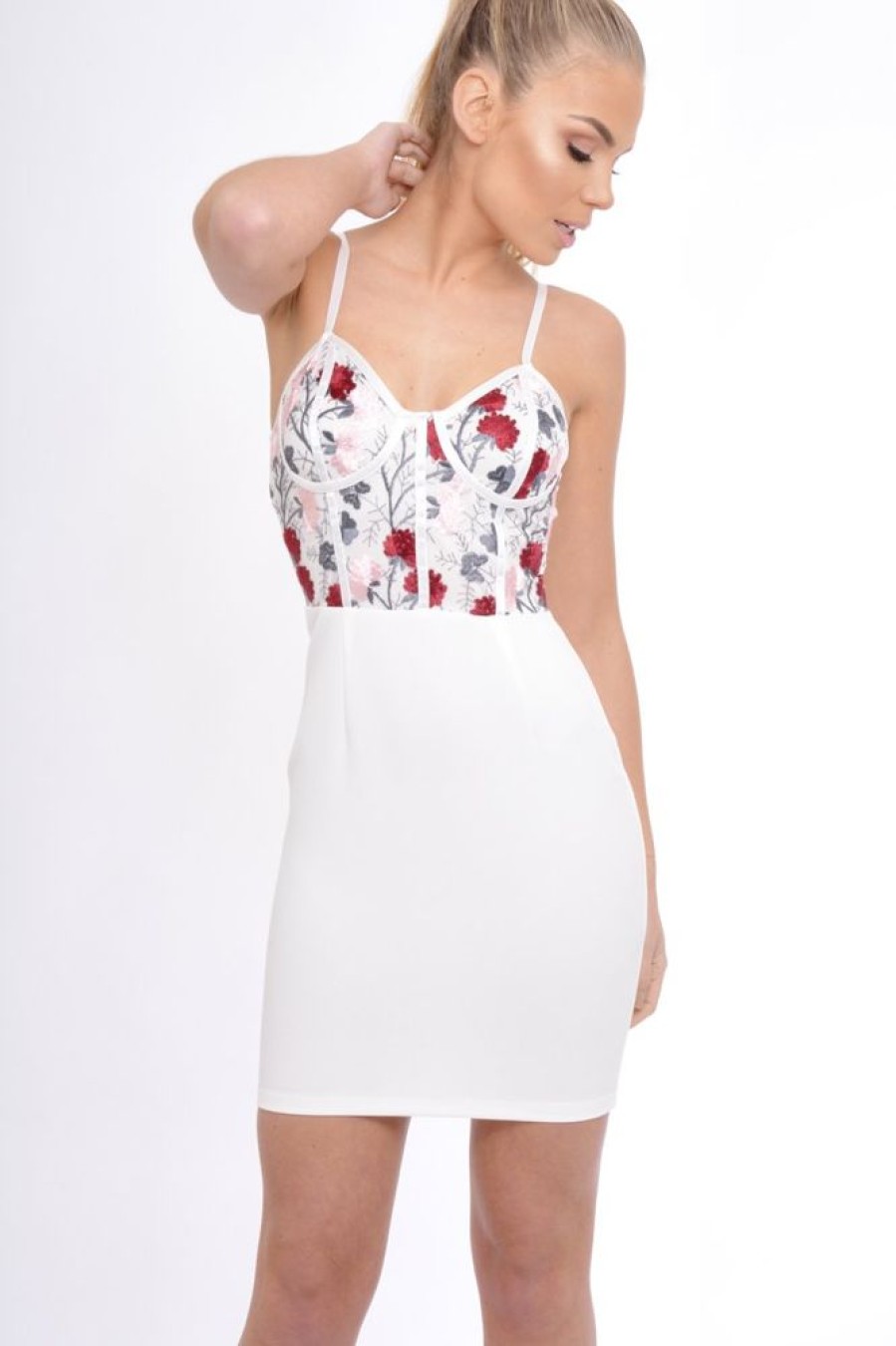 Clothing Rebellious Fashion | White Embroidered Bodice Mini Dress - Dionne