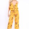 Clothing Rebellious Fashion | Mustard Floral Bralet And Cropped Pants Co-Ord - Faria