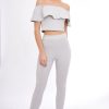 Clothing Rebellious Fashion | Grey Bardot Frill Co-Ord - Kammie