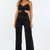 Clothing Rebellious Fashion | Black Satin Cut Out Fitted Jumpsuit - Sofia