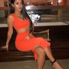 Clothing Rebellious Fashion | Orange Crop Top And Split Hem Midi Skirt Co-Ord - Daley