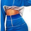 Clothing Rebellious Fashion | Blue Grey Cropped Zip Jumper Skirt Co-Ord - Hestia