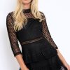 Clothing Rebellious Fashion | Black Crochet Tier Dress - Keiana