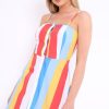 Clothing Rebellious Fashion | Multi Colour Block Button Front Cami Dress - Pansy