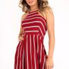 Clothing Rebellious Fashion | Red Stripe Multi Strap Skater Dress - Kadince