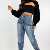 Clothing Rebellious Fashion | Light Blue Buckle Ankle Balloon Fit Jeans - Nicole