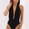 Clothing Rebellious Fashion | Black Halterneck Bodysuit- Isla