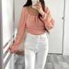 Clothing Rebellious Fashion | Pink Crepe Ruched Panel Crop Top - Laurie