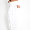 Clothing Rebellious Fashion | White Bardot Frill Button Front Midi Dress - Clancy