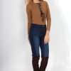 Clothing Rebellious Fashion | Cheryl Camel Tie Up Long Sleeved Bodysuit