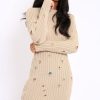 Clothing Rebellious Fashion | Beige Knit Distressed Jumper Dress - Cheryl