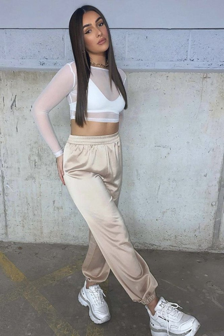 Clothing Rebellious Fashion | Stone Luxe Satin Joggers - Ilona