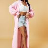 Clothing Rebellious Fashion | Light Pink Longline Knit Maxi Cardigan - Ema