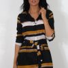 Clothing Rebellious Fashion | Harlow Black Striped Shirt Dress