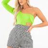 Clothing Rebellious Fashion | Neon Green One Sleeve Cut Out Bodysuit - Lyana