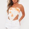 Clothing Rebellious Fashion | Orange Bardot Tie Dye Crop Top - Vashti