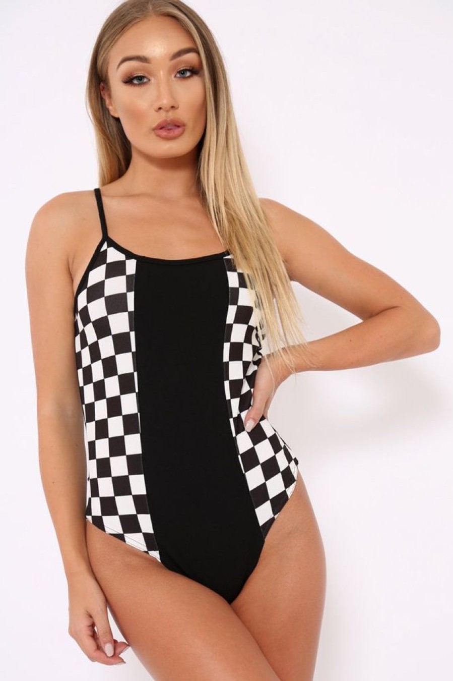 Clothing Rebellious Fashion | Black And White Checker Board Bodysuit - Massie