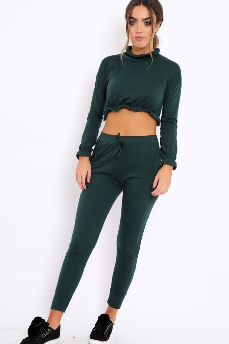 Clothing Rebellious Fashion | Green Frill Hem Tracksuit - Adah