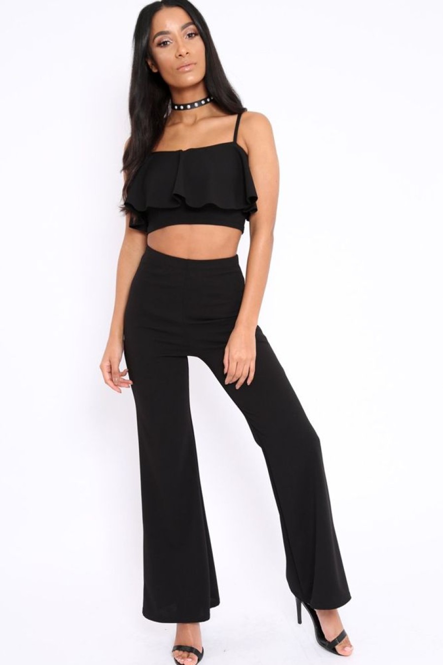 Clothing Rebellious Fashion | Black Cami Trouser Two Piece Set - Roselle