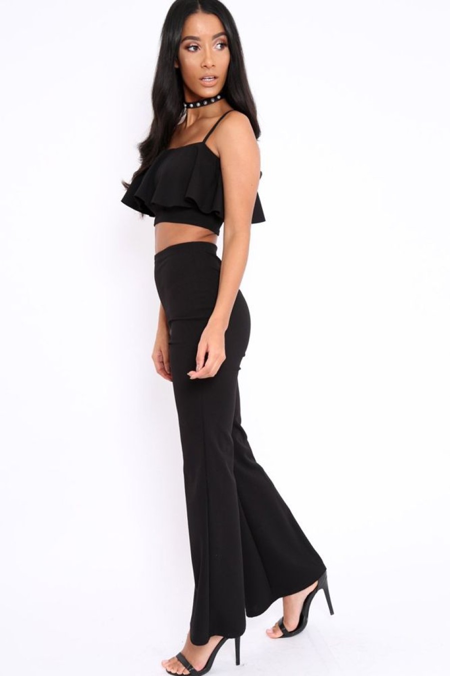 Clothing Rebellious Fashion | Black Cami Trouser Two Piece Set - Roselle