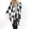 Clothing Rebellious Fashion | Latoya Grey Faux Fur Trimmed Cape