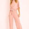 Clothing Rebellious Fashion | Pink Plisse Wide Leg Trouser And Top Co-Ord - Hellen