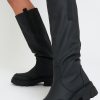 Shoes Rebellious Fashion | Black Chunky Sole Wellington Boots - Makhi